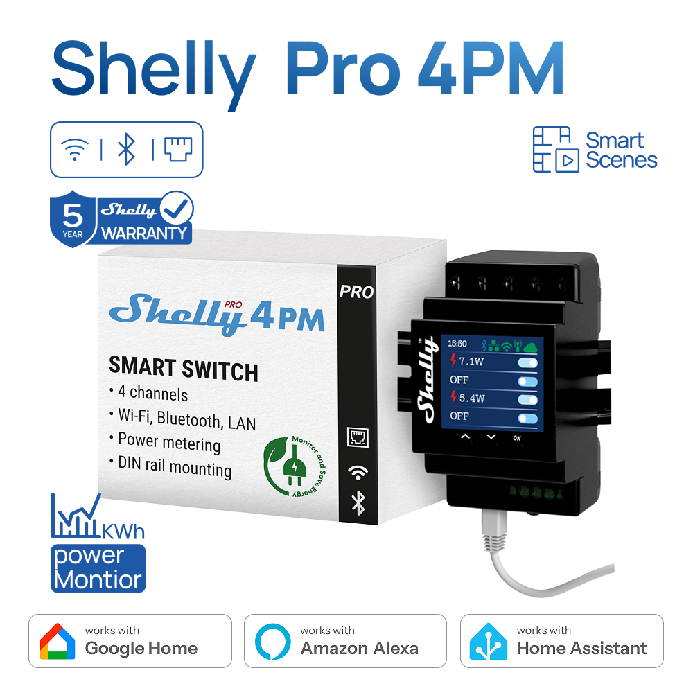 Shelly Plug - Shelly Pro 4PM Sakelar Wifi LAN
