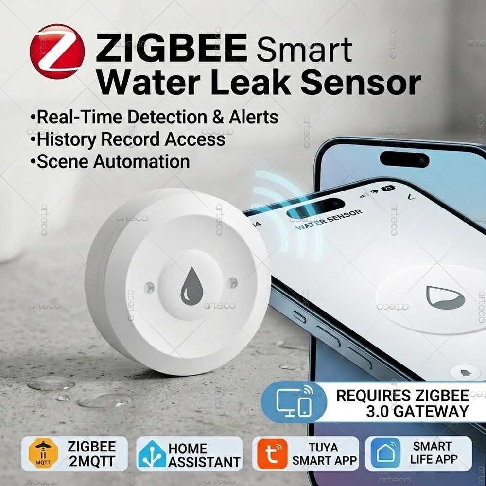 Sensor Air Zigbee Detektor Keb - Home Assistant Tuya ulasan dan harga