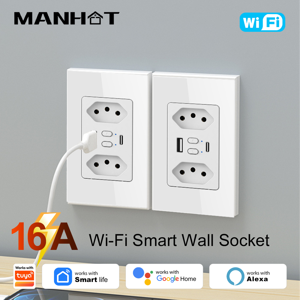 MANHOT Wifi Smart Brazil Socke - Smart Relay Tuya ulasan dan harga