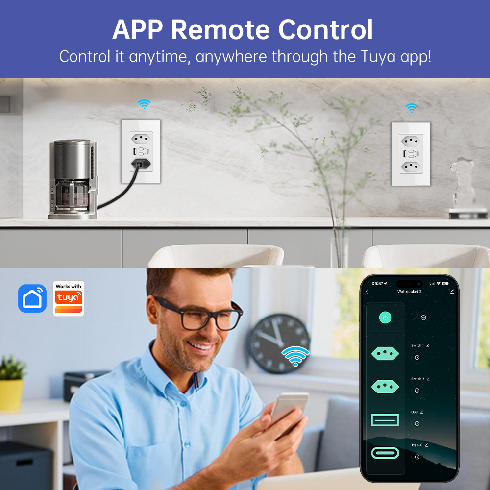 MANHOT Wifi Smart Brazil Socke - Smart Relay Tuya ulasan dan harga