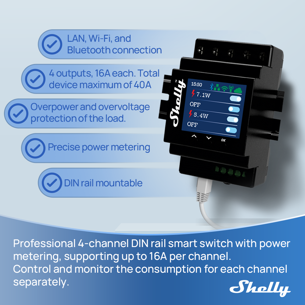Shelly Pro 4PM Sakelar Wifi LA - Shelly Plug ulasan dan harga